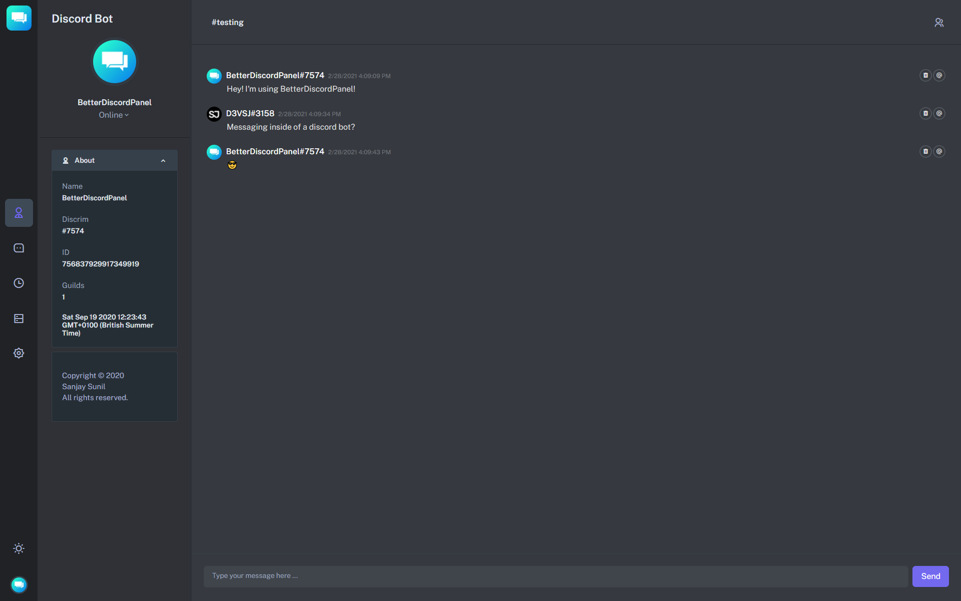 Discord Manage bot preview